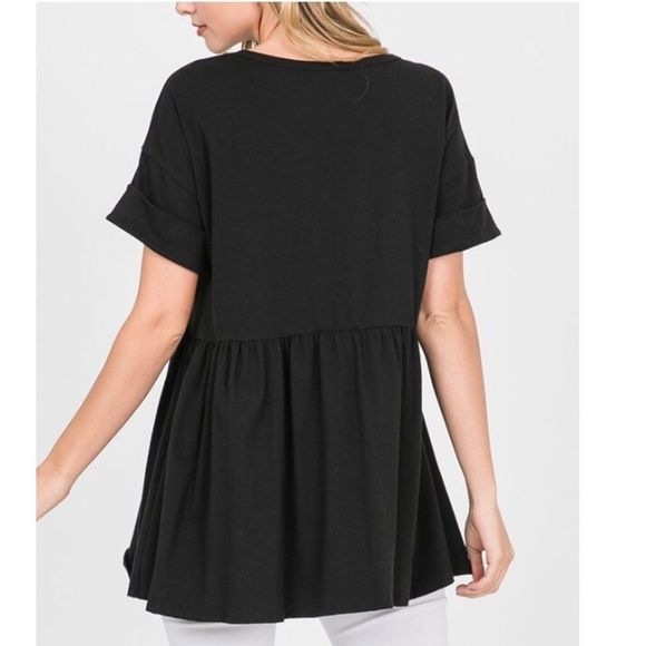 Women’s Black Elbow Sleeve Peplum Top 2XL - Picture 5 of 6